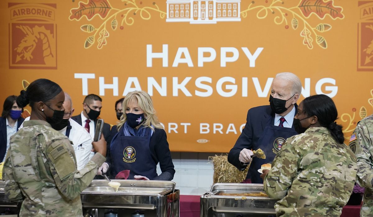Joe Biden, Jill Biden celebrate thanksgiving with troops in Fort Bragg, North Carolina
