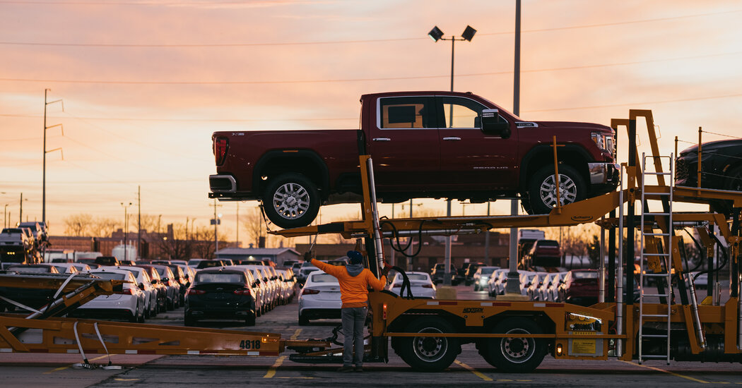 Supply Chain Snarls for Cars on Display at a Kansas Terminal