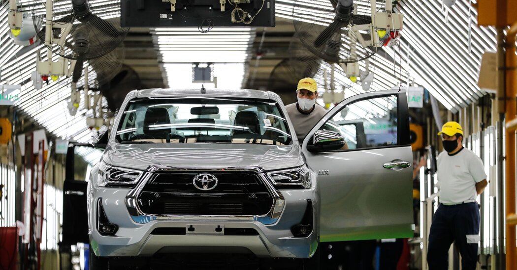 Toyota topped G.M. in U.S. car sales in 2021, a first for a foreign automaker.