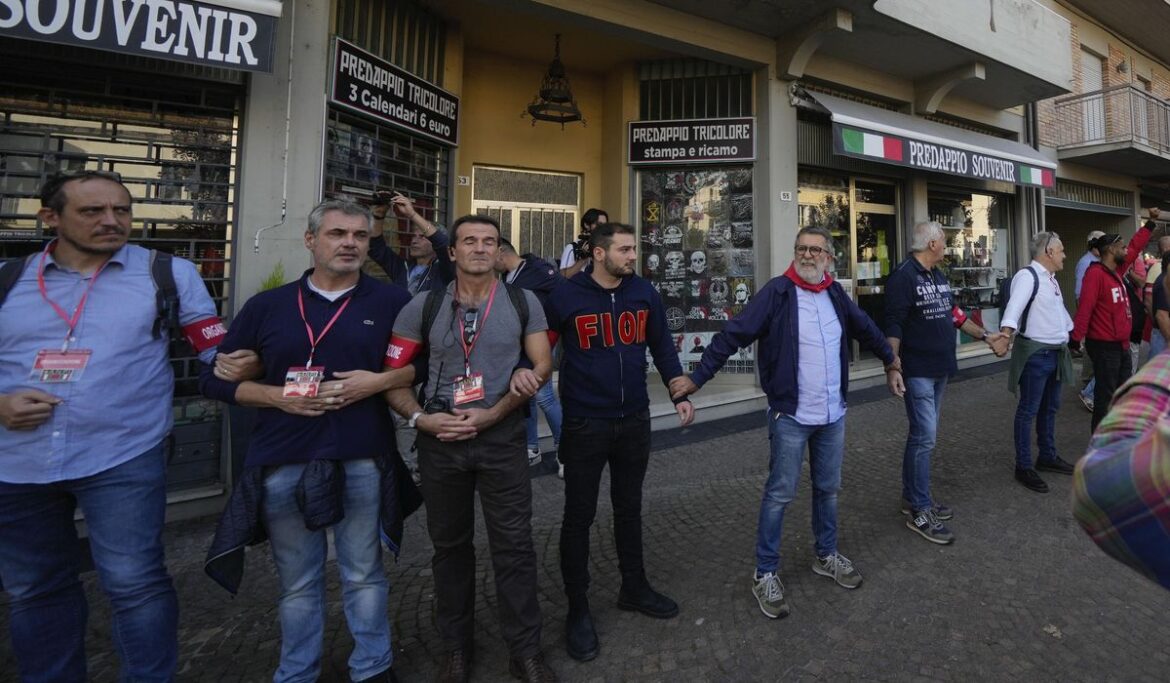 Hundreds of anti-fascists march in Mussolini’s birthplace
