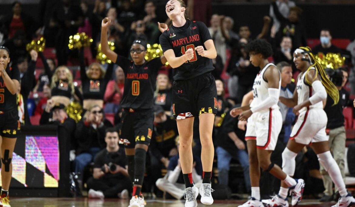 Sharp shooting Terrapins upset No. 6 UConn for Maryland’s first-ever win over Huskies